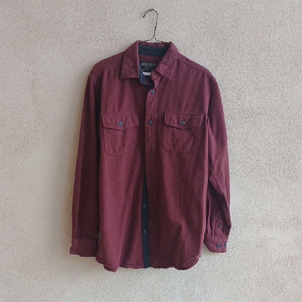 Grizzly Flannel Red Casual Button Down Shirt with Long Sleeves